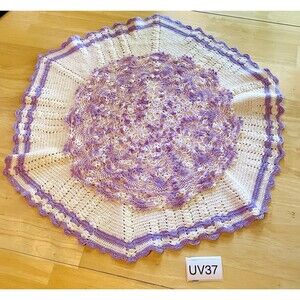 Lot of 2 Vintage Handcrafted Crocheted Doilies Purple/White Mix Cottage Core